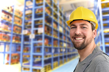 Portrait eines Arbeiters in einem Warenlager