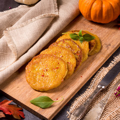 Potato pancakes with pumpkin puree
