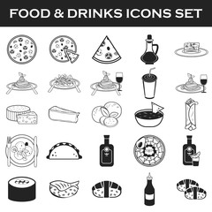 food and drink icons set