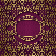 Traditional ornamental background with frame in the form of eye