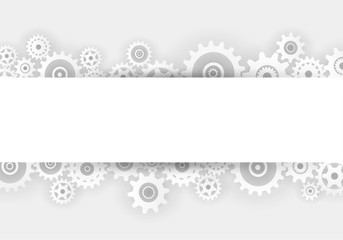 White gears overlapping banner advertisement on gray background Vector