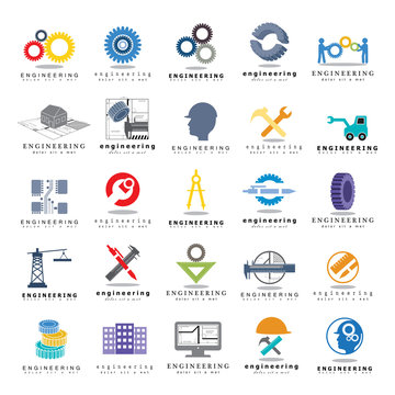 Engineering Icons Set, Isolated On White Background, Vector Illustration, Graphic Design. For Web, Websites, Print, Presentation Templates, App, Mobile Applications And Promotional Materials