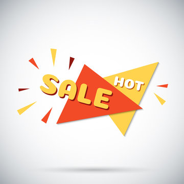 Advertising banner. Hot sale. Colorful vector illustration.