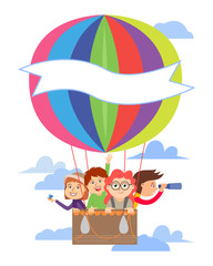 Children in a balloon , place for text