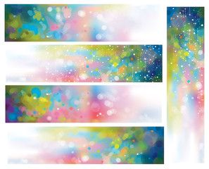 Vector abstract colorful lights  and stars backgrounds.