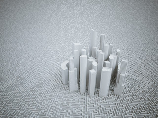 Skyscrapers city business center and streets labyrinth. 3d illustration