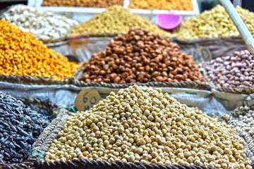 Dried food on the arab street market stall