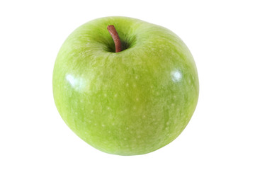 whole green apple isolated on white background with clipping path