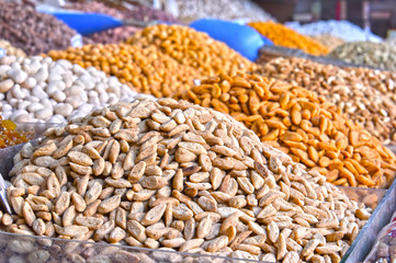 Dried food on the arab street market stall