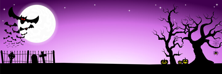 Fototapeta premium banner with bats against the full moon