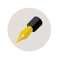 Icono plano pluma color en circulo gris