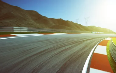 Zelfklevend Fotobehang Motion blurred race track . © jamesteohart
