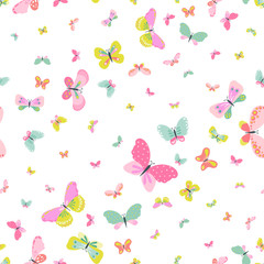 Colorful Seamless Background with Butterflies - for Scrapbooking