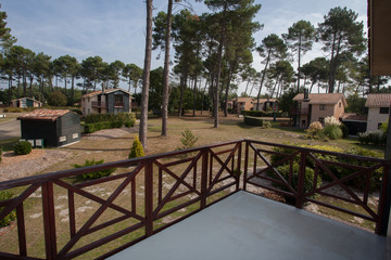 Open wood terrace in a luxury villa house