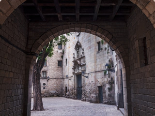 Calm and quiet San Felipe Neri square. Barcelona, Spain