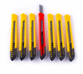 Row Yellow and red  paper cutters