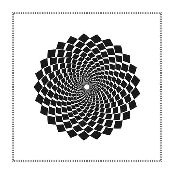 Graphic web of black rhombus in concentric circle with an open core. Graphic design. Vector illustration. Background design. Modern stylish. Swirling,rotating lines artistic graphic. Good for design.