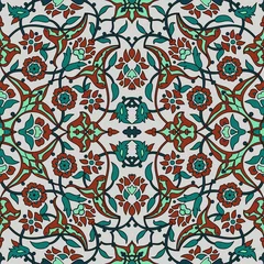 Washable wall murals Moroccan Tiles Stylized flowers oriental wallpaper retro seamless abstract background vector, decoration tile print oriental tribal floral ornament paisley, arabesque floral pattern tile vintage