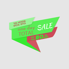 Total Sale special offer banner, up to 80% off. Vector illustration. Colorful total sale sign.Red label. Icon for special offer. Sale typography background. Sale design. Sticker with sale message