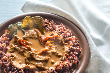 Thai panang curry with red rice