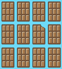 Сhocolate seamless pattern. Milk chocolate on blue background