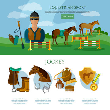 Equestrian sport infographics professional jockey horse riding