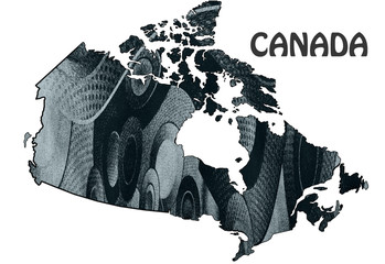Abstract map of the Canada on a white background