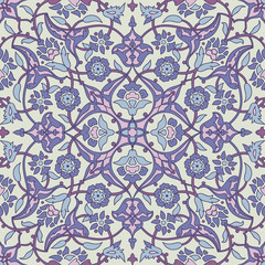 Stylized flowers oriental wallpaper retro seamless abstract background vector, decoration tile print oriental tribal floral ornament paisley, arabesque floral pattern tile vintage