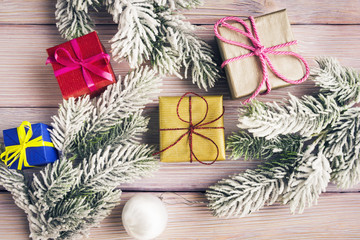 Open gift box over Xmas background