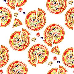 Pizza seamless pattern. Background illustration