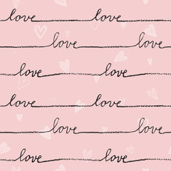 Love. Seamless pattern. Hand drawn. Decorative background for gift paper, card background, web backgrounds, wrap paper...