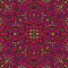 Obraz premium Stylized flowers oriental wallpaper retro seamless abstract back