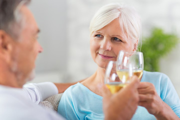 Senior couple drinking wine
