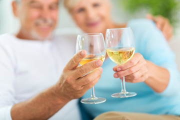 Senior couple drinking wine
