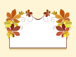 Greeting card with autumn leaves