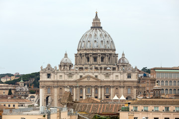 Fototapeta na wymiar Vatican and Basilica of Saint Peter seen from Castel Sant'Angelo. Roma, Italy