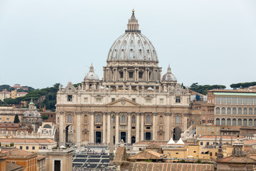 Fototapeta na wymiar Vatican and Basilica of Saint Peter seen from Castel Sant'Angelo. Roma, Italy