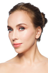 Obraz premium beautiful young woman face over white background
