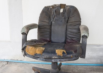 Black Office chair old damage leather and dirty, time to replace