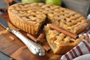 Apple pie with cinnamon