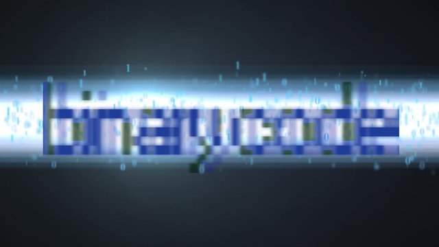 Binary code. A bright beam of light consists of binary code