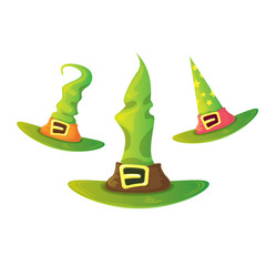 vector cartoon glossy green witch hat isolated