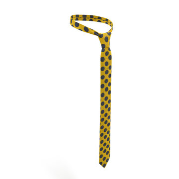 Yellow tie with gray speck. Isolated on a white. 3D illustration