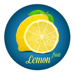 Yellow lemon composition. The whole and cut-off fruit. Triangular style. Polygonal, mesh style. Art composition. On a beautiful background gradient.
