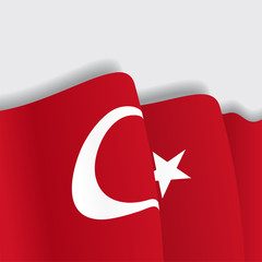 Turkish waving Flag. Vector illustration.