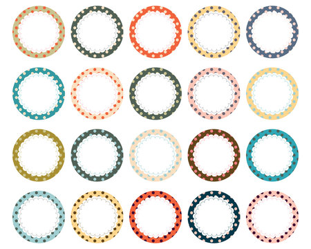 Polka Dot Scalloped Circle Label Frames