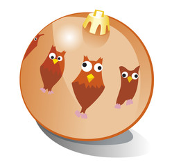 Boule de noël avec chouettes