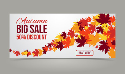 autumn, fall season vector banners set with yellow leaves