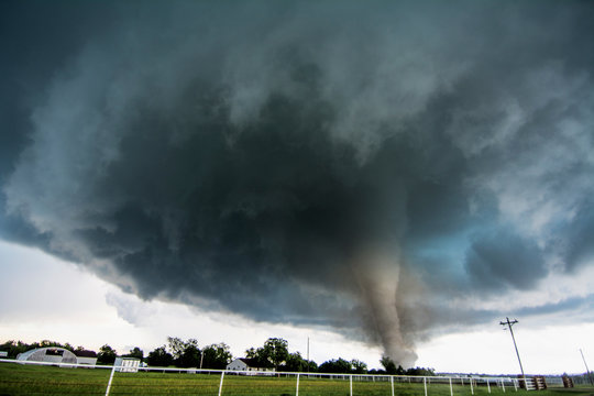 A tornado rated EF4 - with winds 166 to 175 miles per hour - striking a neighbourhood in Katie, Oklahoma