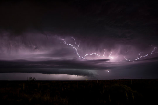  A supercell storm shooting out a lightning crawler north of Amarillo, Texas